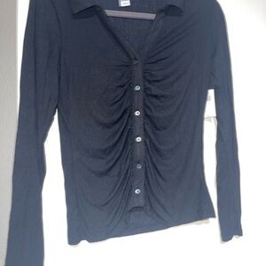 Black Button-Up Women's Top